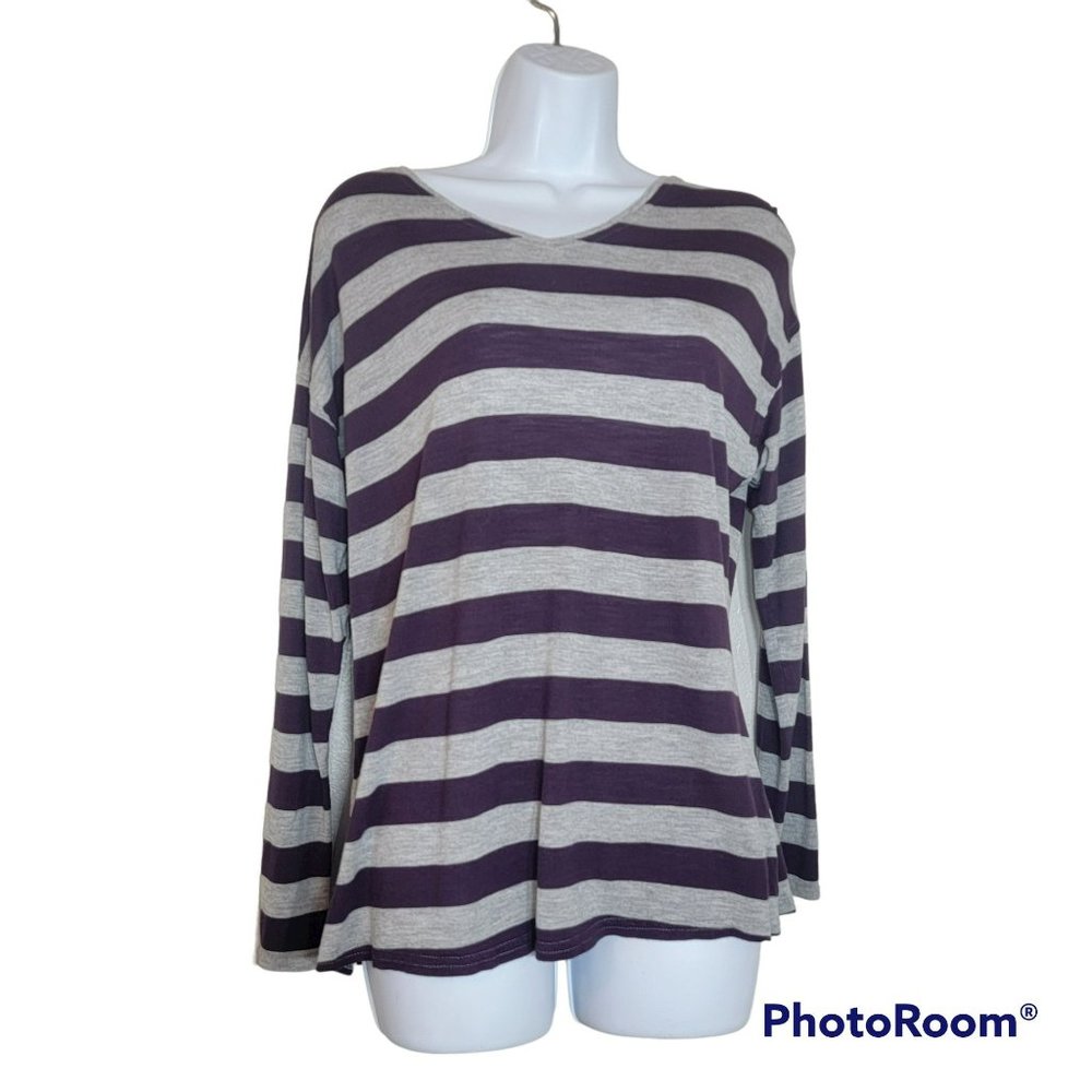 Coldwater Creek Women's Size L (14) Long Sleeved Striped Shirt EUC